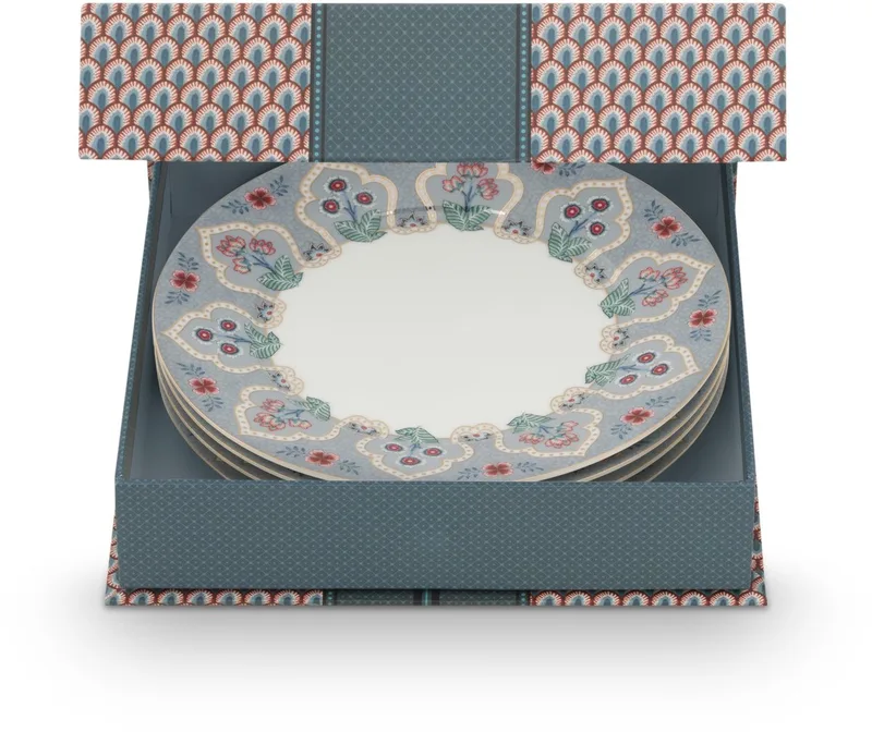 Flower Festival - Set van 4 - Ontbijtborden - Lichtblauw - Porselein - 21cm by Pip Studio in Basis – product photo