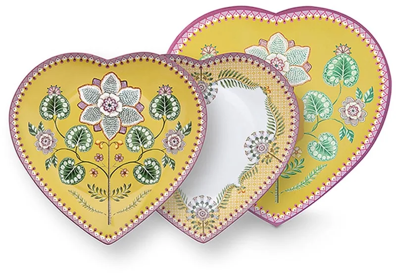 Hartvormige Borden - Lily & Lotus - 21,5 cm - Set van 2 van Pip Studio in Geel – productfoto