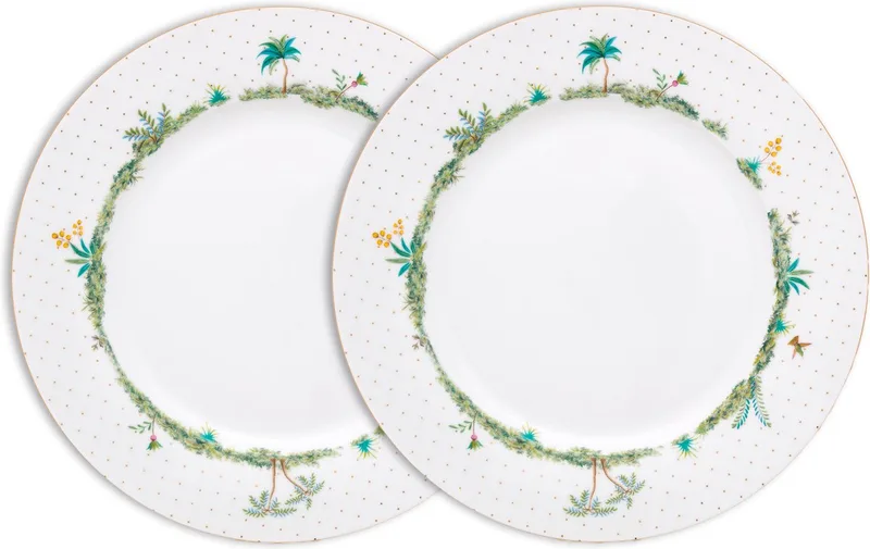 Jolie Dots Dinerborden - Servies - Set van 2 borden - Goud - 26.5cm by Pip Studio in White – product photo