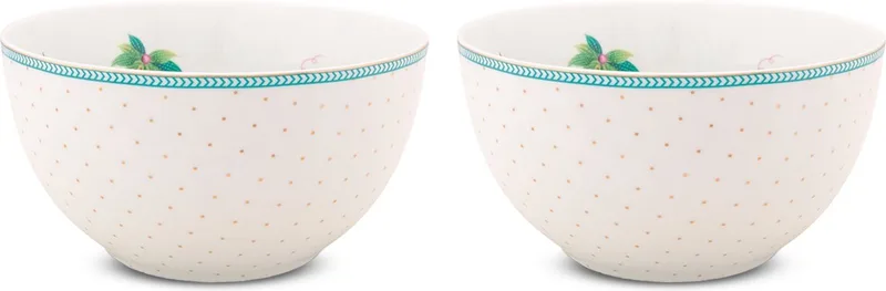 Jolie Flowers Dots Kommen - Servies - Set van 2 schaaltjes - Goud - 15cm de Pip Studio en Blanc – photo produit