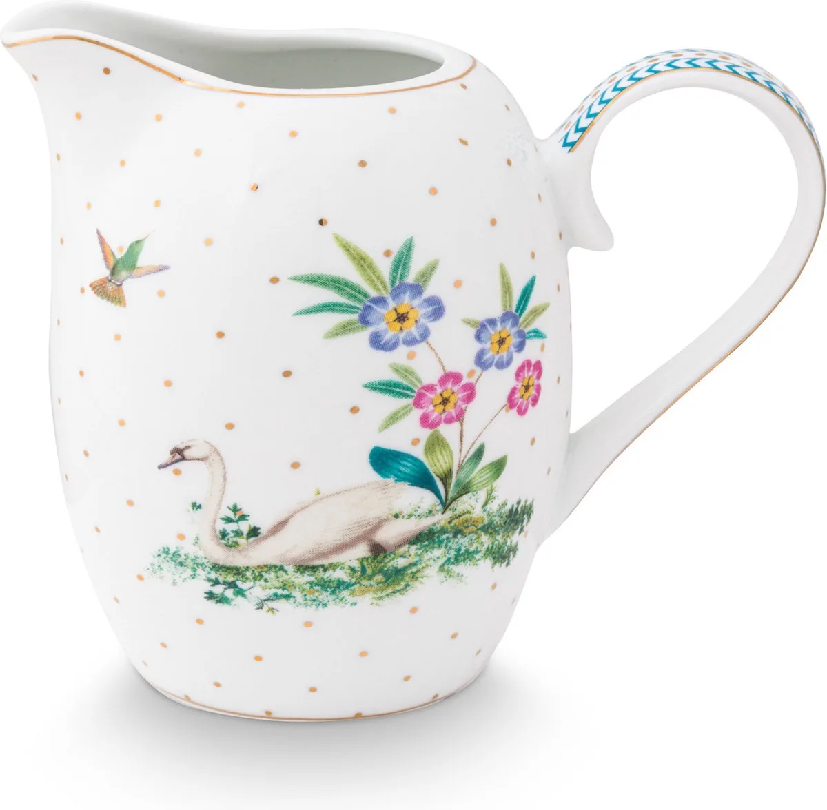 Jolie - Melkkan 250ml - Zwaan - gouden stippen van Pip Studio in Wit – productfoto