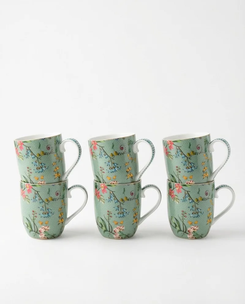 Jolie Mokken - Koffiekopjes met Oor - Koffiemok - Servies set van 6 - 200ml by Pip Studio in White – product photo