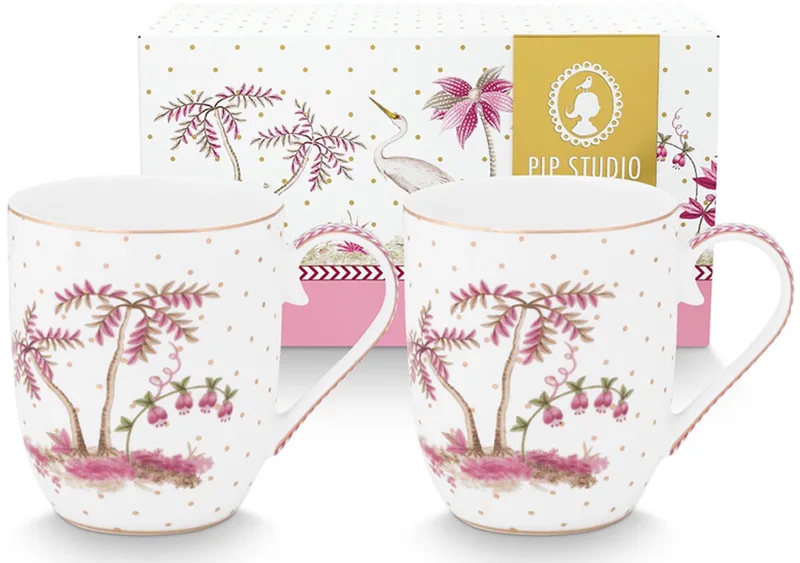 Jolie Pink - set van 2 - mok 145 ml - beker - porselein - kadoverpakking - cadeau de Pip Studio en Rose – photo produit
