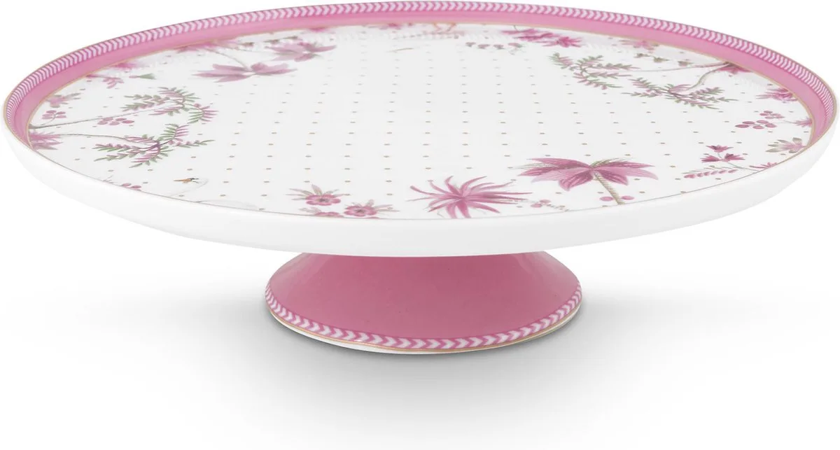 Jolie Pink Taartplateau Mini - Diameter: 21cm Porselein Roze met Wit Taartplateau von Pip Studio in Gold – Produktfoto