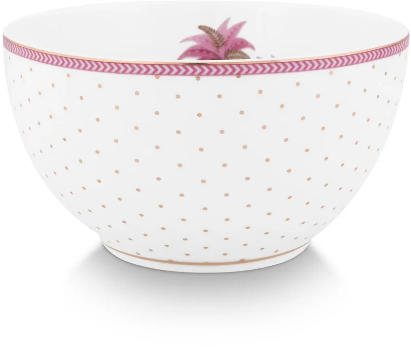 kom - bowl - Jolie Dots Gold Pink - porselein - combineren by Pip Studio – product photo