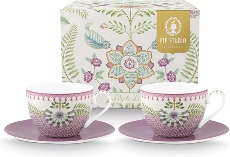 Kopjes & schotels - Lily & Lotus - Multicolor - 300 ml - Set van 2 by Pip Studio in Multicolour – product photo