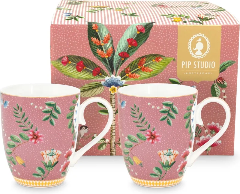 La Majorelle mok Large - Set van 2 stuks - porselein - 350ml von Pip Studio in Rosa – Produktfoto