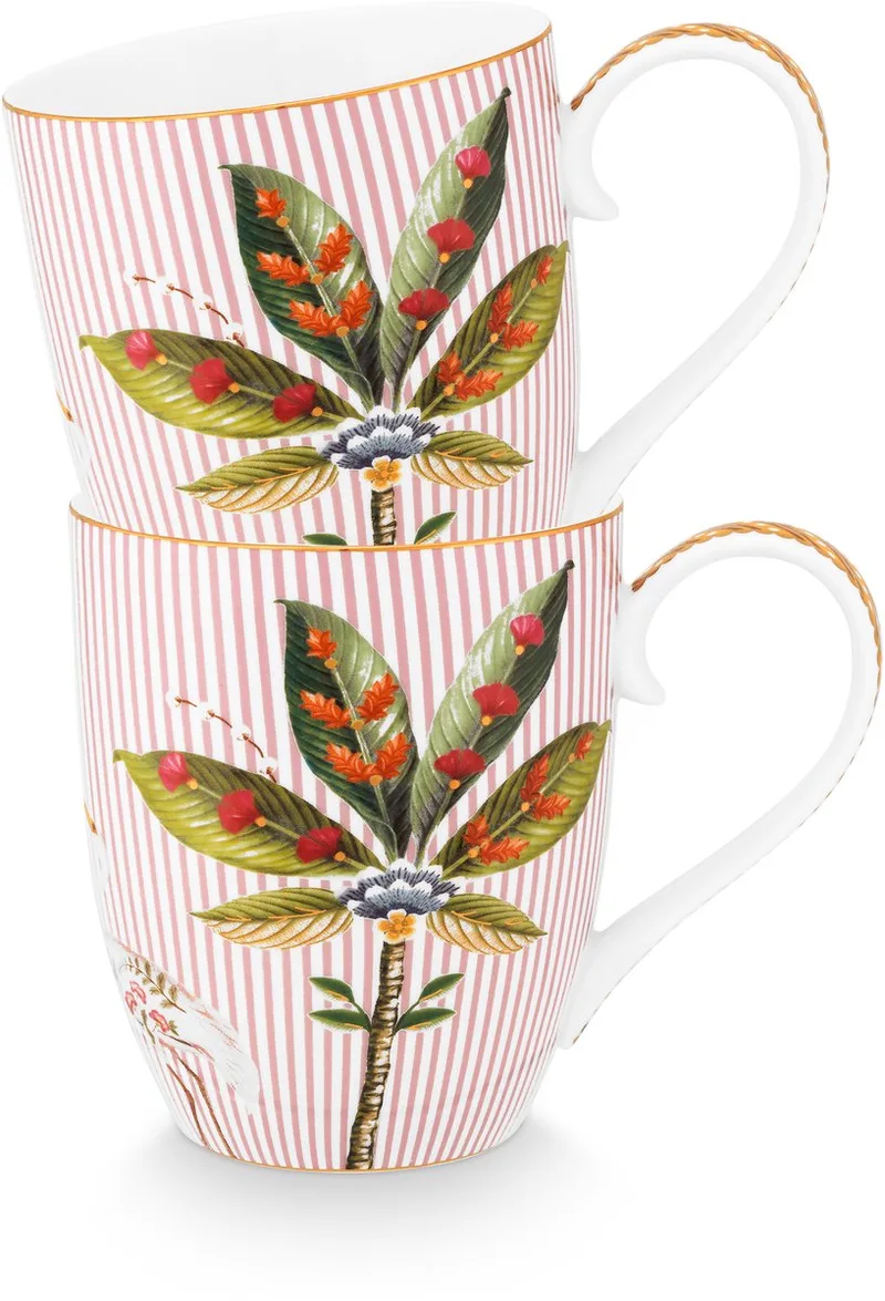 La Majorelle Mokken - Theemok - Koffiemok met Oor - Servies set van 2 - 450ml by Pip Studio in Pink – product photo
