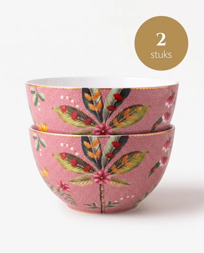 La Majorelle - Set van 2 - Ontbijtkommen - Porselein - 15cm by Pip Studio in Pink – product photo