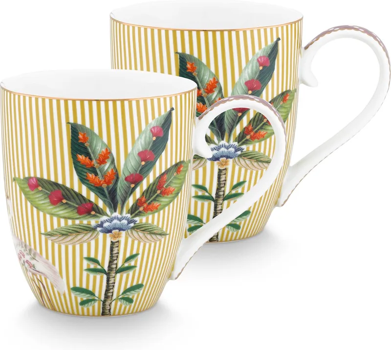 La Majorelle Yellow - mok - set/2 - 450ml - porselein - grote mok bloemen by Pip Studio in Yellow – product photo