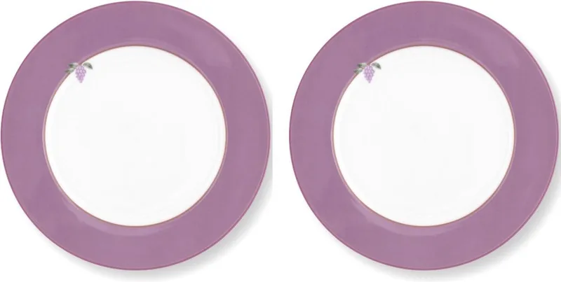 Lily en Lotus ontbijtbord set van 2 - Diameter: 21cm Porselein - Vaatwasserbestendig by Pip Studio in Purple – product photo