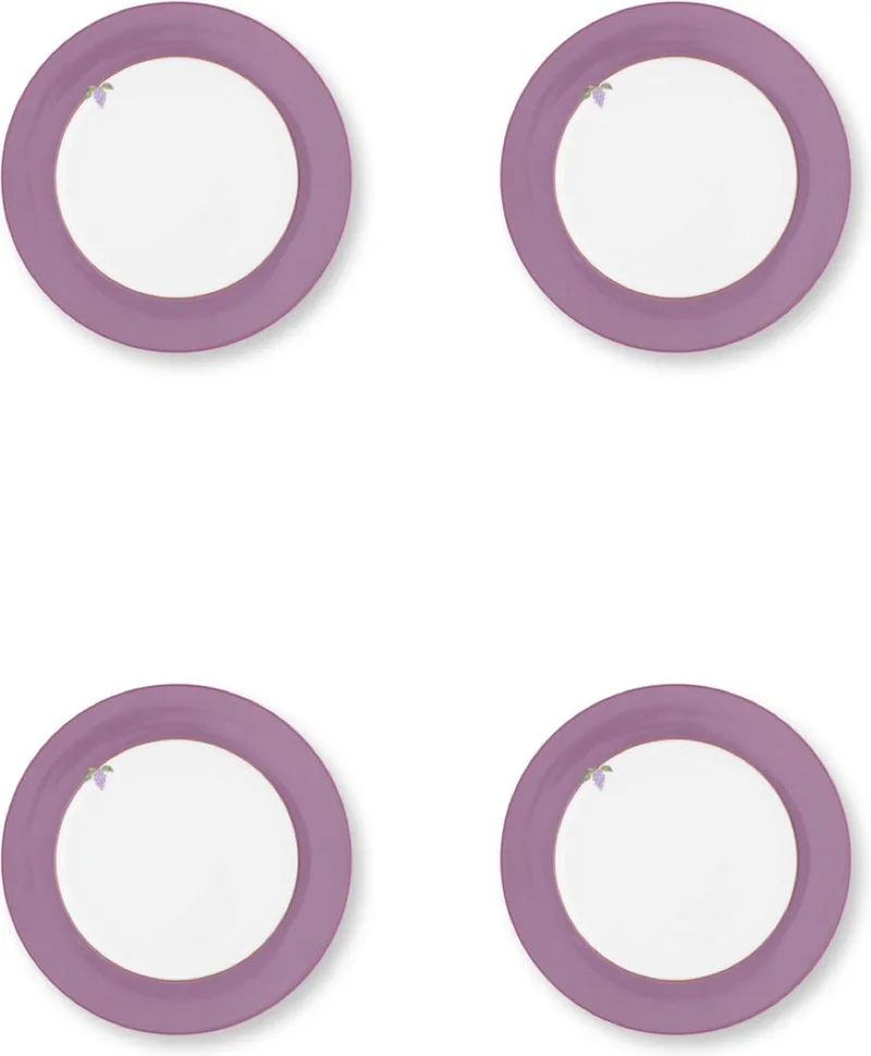 Lily & Lotus - Dinerborden 26.5cm - Set van vier - Paars - Vaatwasserbestendig by Pip Studio in Dinerbord – product photo