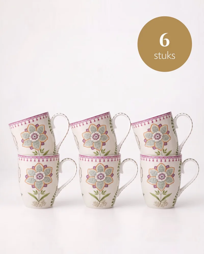 Lily & Lotus - Grote mokken - Off White - Set van 6 by Pip Studio in Purple – product photo