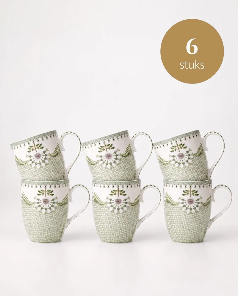 Lily & Lotus - Grote mokken - Tiles Light Green - Set van 6 von Pip Studio in Hellgrün – Produktfoto