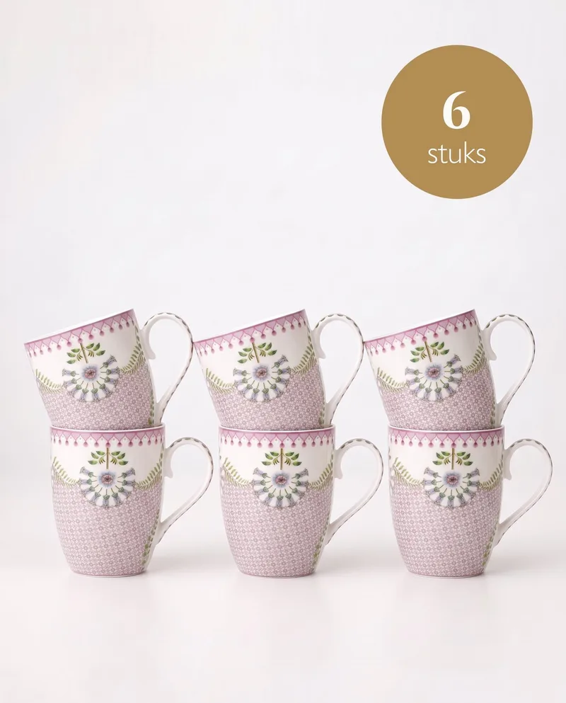 Lily & Lotus - Grote mokken - Tiles Lilac - Set van 6 by Pip Studio in Purple – product photo