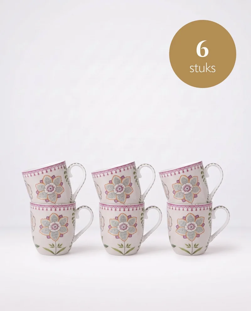 Lily & Lotus - Kleine mokken - Off White - Set van 6 by Pip Studio in Purple – product photo
