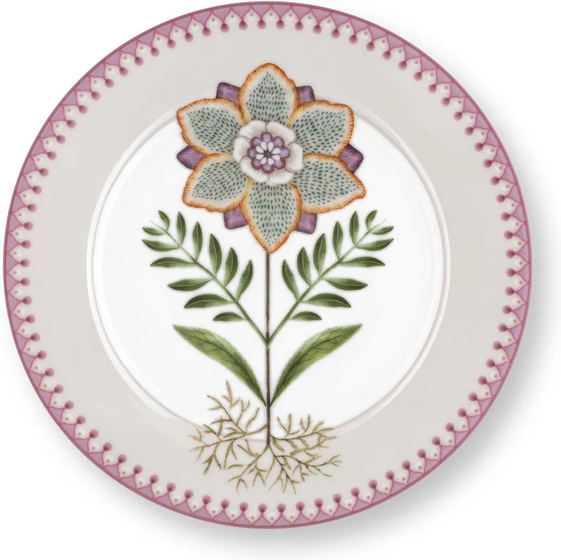 Lily & Lotus - petitfour bordje ⌀12cm - Off white - Lila - groen klein gebaksbordje von Pip Studio in Weiß – Produktfoto