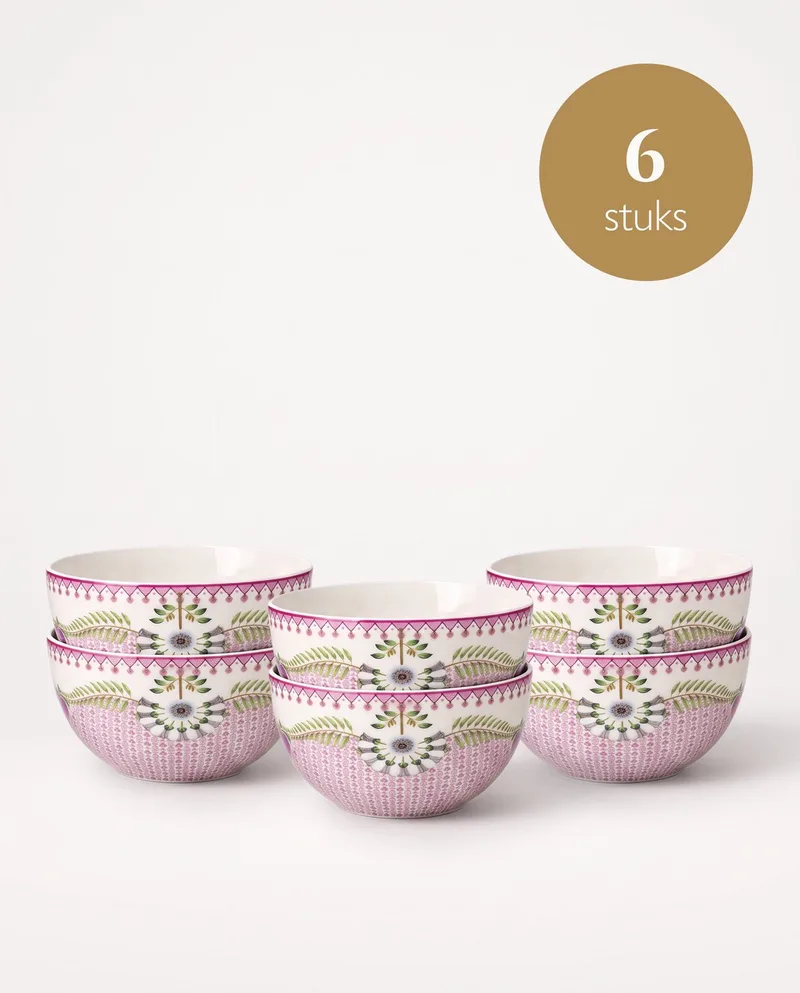 Lily & Lotus - Schalen - Tiles Lilac - 15 cm - Set van 6 de Pip Studio en Violet – photo produit