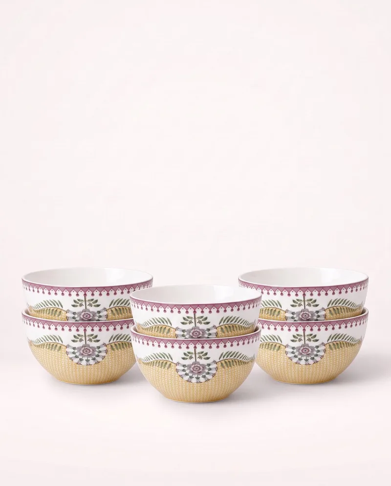 Lily & Lotus - Schalen - Tiles Yellow - 15 cm - Set van 6 de Pip Studio en Jaune – photo produit