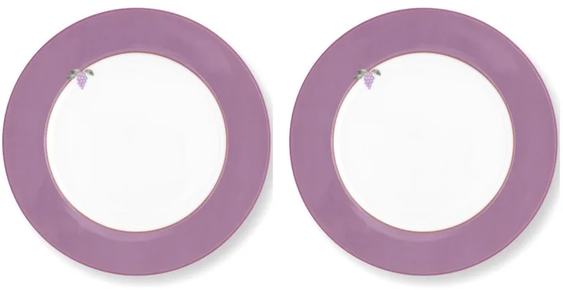 Lily & Lotus Set van twee lunchborden - ontbijtborden 23cm by Pip Studio in Purple – product photo