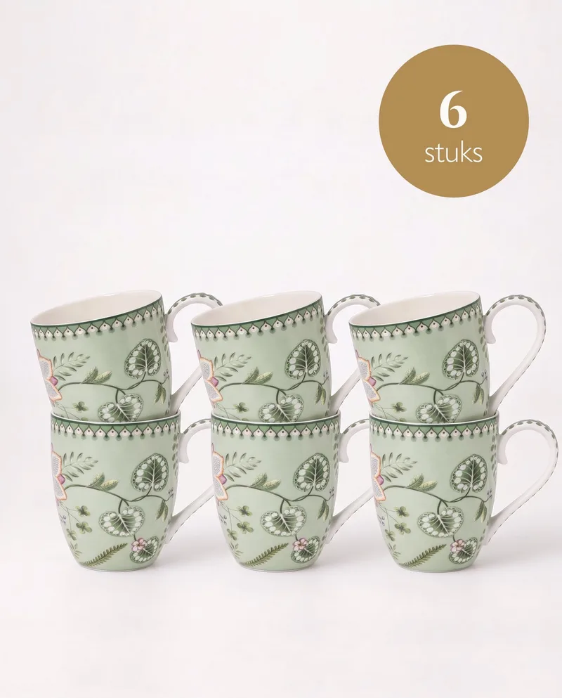 Lily & Lotus - XL mokken - Light Green - Set van 6 by Pip Studio in Light green – product photo