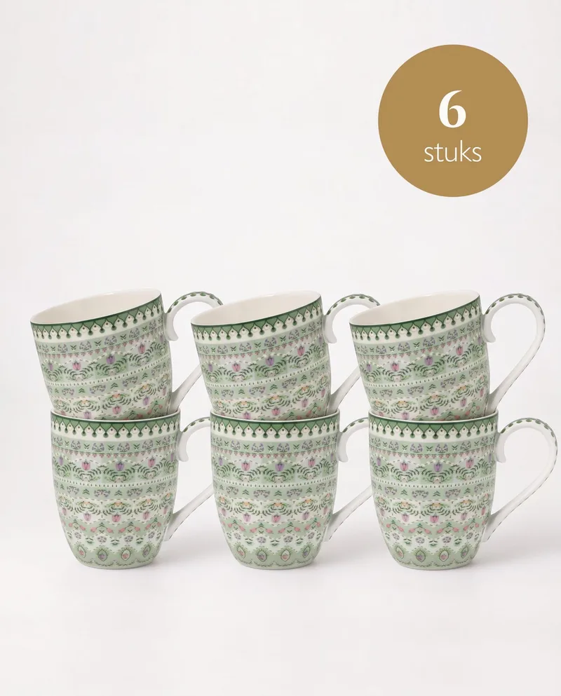 Lily & Lotus - XL mokken - Moon Delight Light Green - Set van 6 de Pip Studio en Vert clair – photo produit