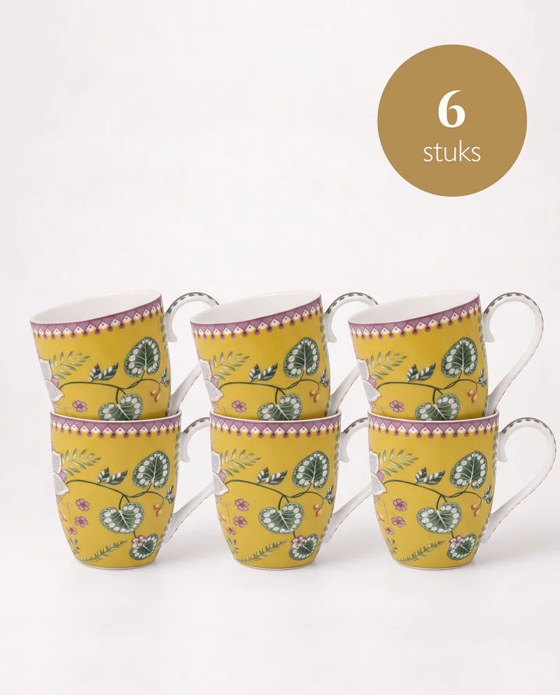 Lily & Lotus - XL Mokken - Yellow - Set van 6 by Pip Studio in Yellow – product photo
