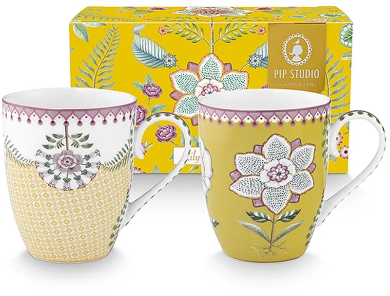 Mokken - Lily & Lotus - 365 ml - Set van 2 by Pip Studio in Yellow – product photo