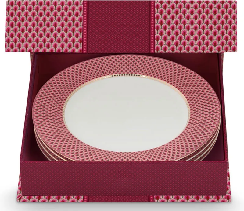 oriental flower cadeauset van 4 dinerborden 26cm - flower festival roze by Pip Studio in Dark pink – product photo