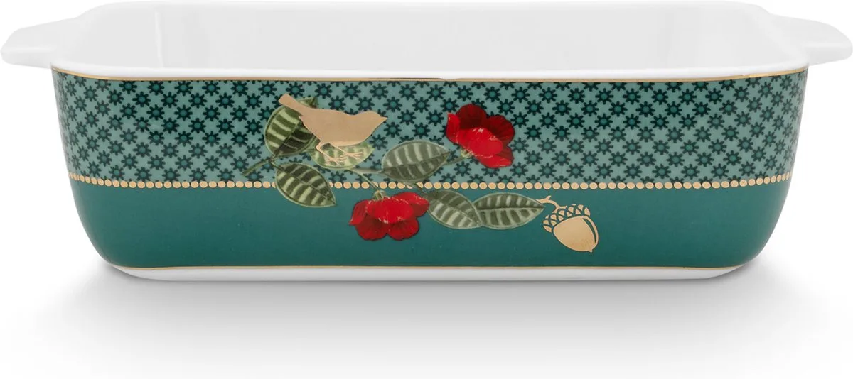 Ovenschaal - Winter Wonderland - Duifjes - 21x13.5x5.5cm van Pip Studio in Groen – productfoto