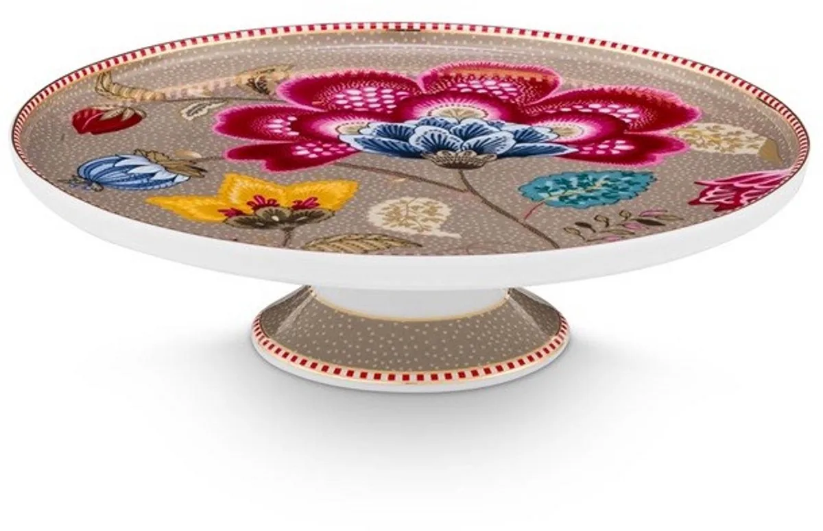 Pip studio-mini cake tray-Blooming Tales Fantasy Khaki-21 cm-Porselein från Pip Studio i Khaki – produktbild