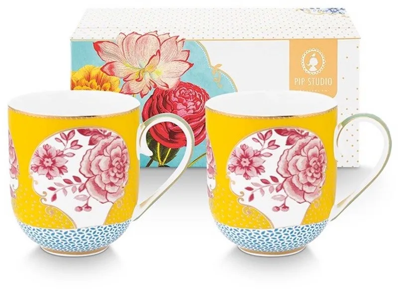 Pip studio-mok groot-Royal yellow-Set van 2-325ml-Porselein by Pip Studio in Yellow – product photo