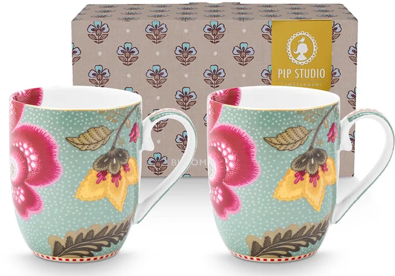 Pip studio-Mok klein-Blooming Tales Fantasy Blue-Set van 2-200ml-Porselein fra Pip Studio i Blå – produktbillede