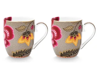 Pip studio-Mok klein-Blooming Tales Fantasy Khaki-Set van 2-200ml-Porselein van Pip Studio in Khaki – productfoto 2 van 5