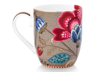 Pip studio-Mok klein-Blooming Tales Fantasy Khaki-Set van 2-200ml-Porselein van Pip Studio in Khaki – productfoto 4 van 5