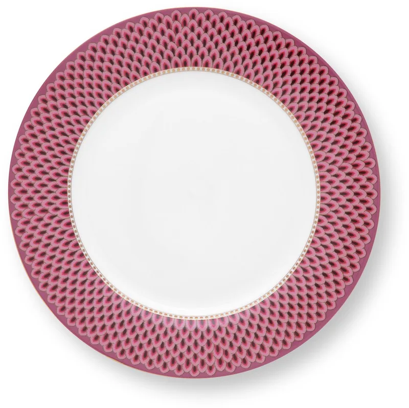 Plate Flower Festival Scallop Dark Pink 26.5cm de Pip Studio en Donkerroze – photo produit
