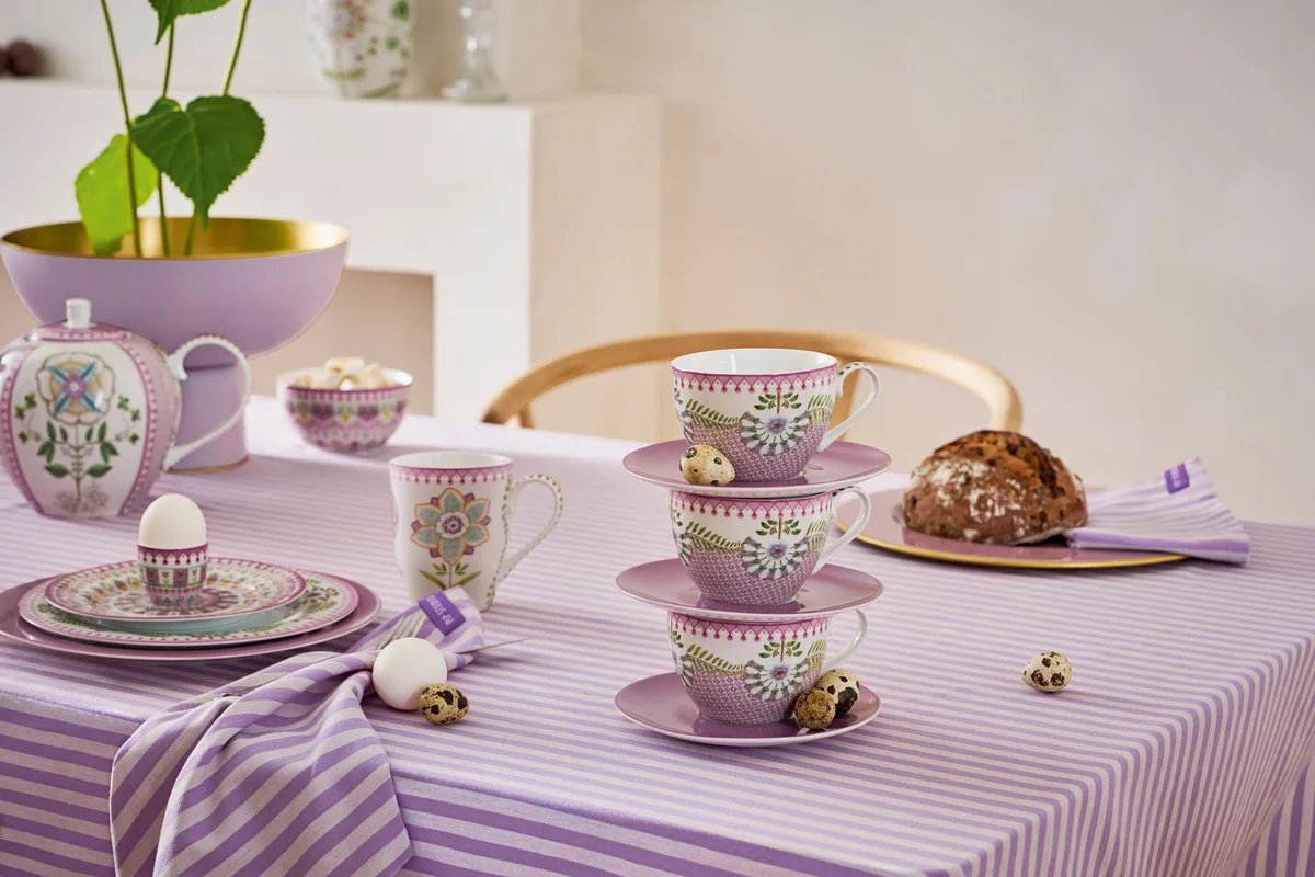 Theedoeken - Stripes - 65x65 cm - Set van 2 de Pip Studio en Violet – photo produit