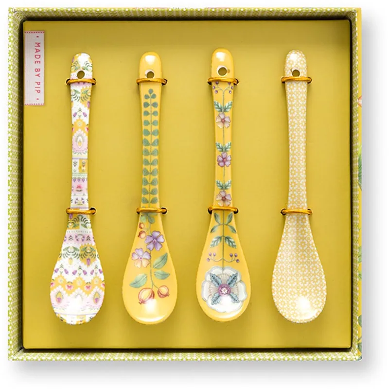 Theelepels - Lily & Lotus - 13 cm - Set van 4 by Pip Studio in Yellow – product photo