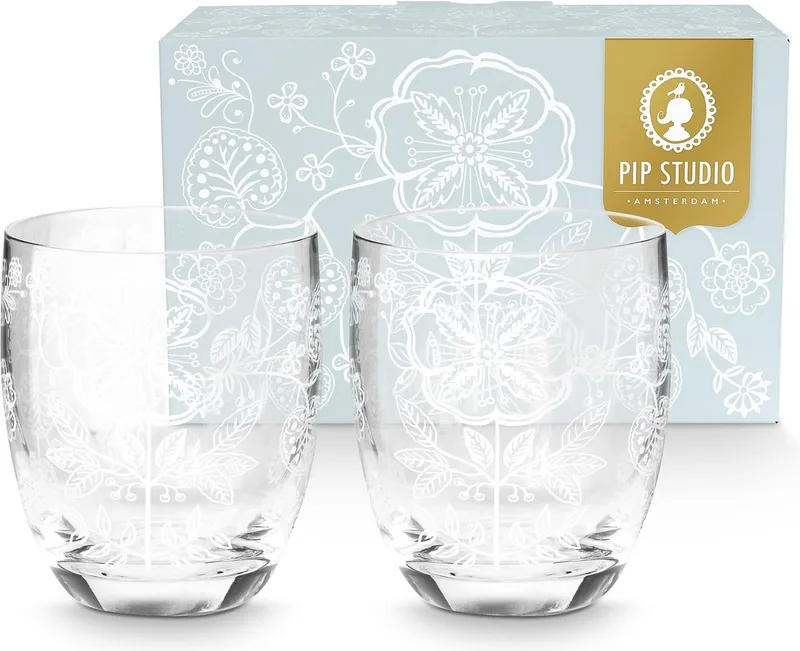 White Flower Set of 2 glazen - 280ml by Pip Studio in Transparent – product photo 1 of 5