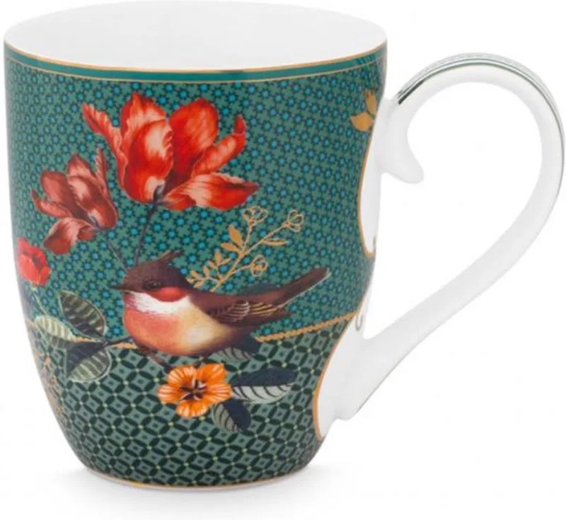 XL mok winterwonderland 450ml vogeltje by Pip Studio in Green – product photo