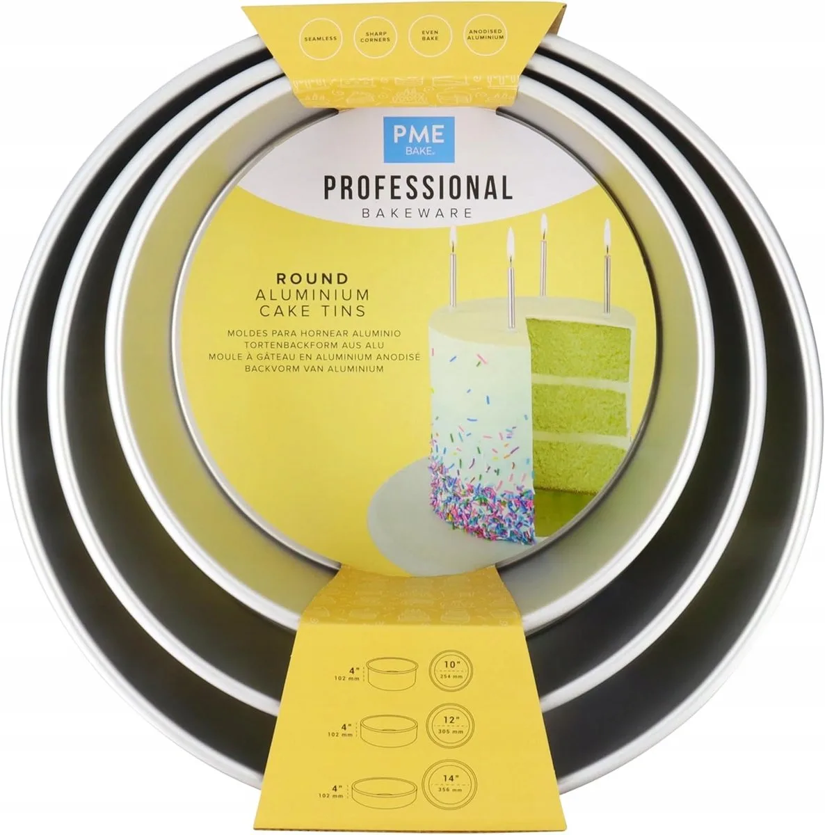 Ronde Cakevormen Set 3 stuks - 30, 33, 35 cm de PME en Aluminium – photo produit