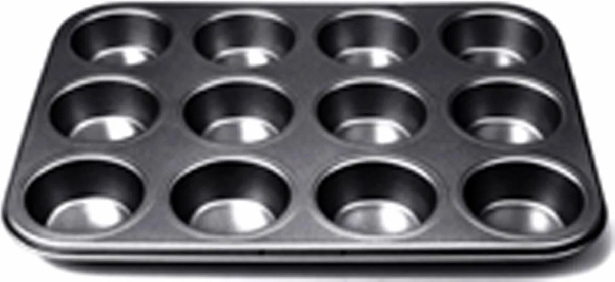 bakvorm - anti-aanbaklaag - voor 12 muffins - 35x27x3cm van Point-Virgule in Zwart – productfoto