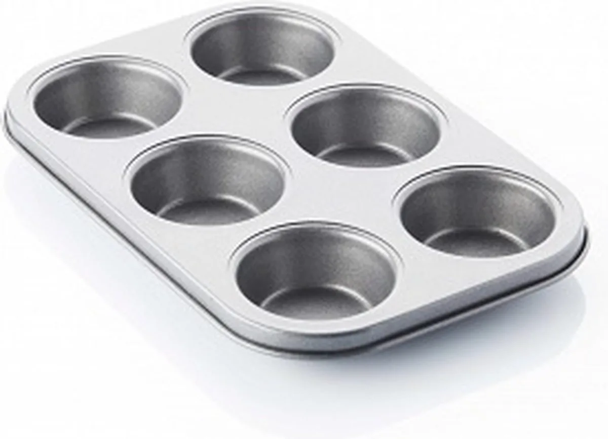 bakvorm met anti-aanbaklaag voor 6 muffins 27x18.5x3cm van Point-Virgule in Donker Grijze – productfoto