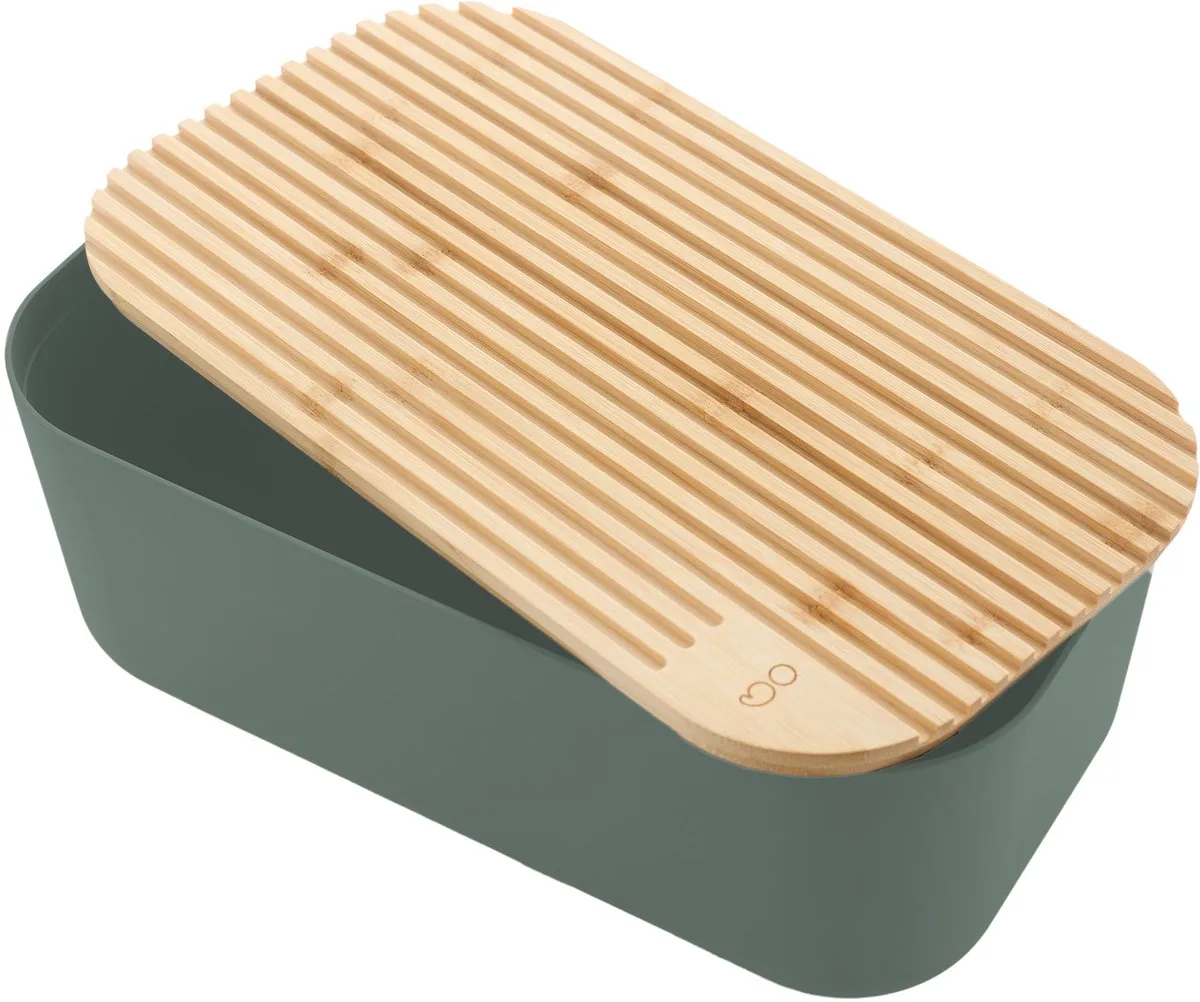 Broodtrommel - rPET met bamboe deksel - Iceberg Green - 38x21x15cm by Point-Virgule in Ijsberggroen – product photo