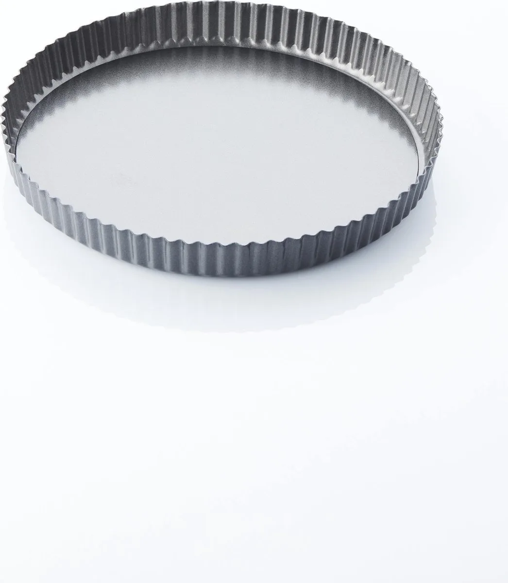 geribde taart-/quichevorm - anti-aanbaklaag - losse bodem - ø 30cm de Point-Virgule en Gris foncé – photo produit