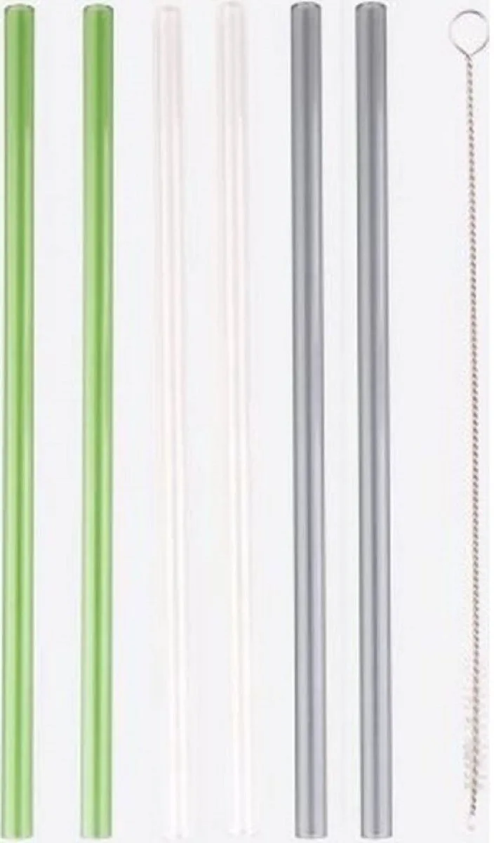 Glazen Rietjes - 6 stuks in een doos van Point-Virgule in Groen – productfoto