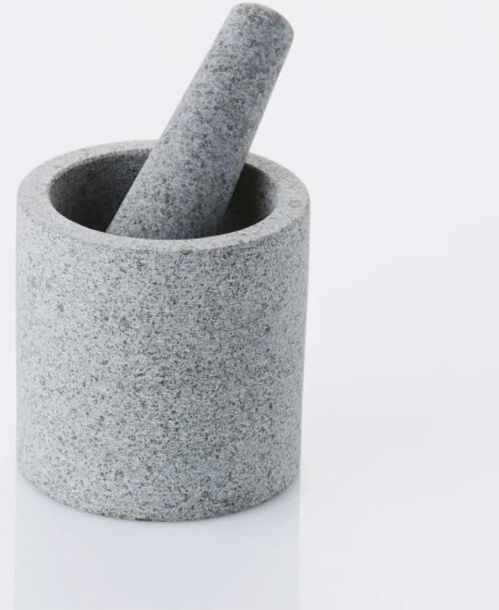 Granieten Vijzel Met Stamper - Half Gepolijst van Point-Virgule in Grijs – productfoto