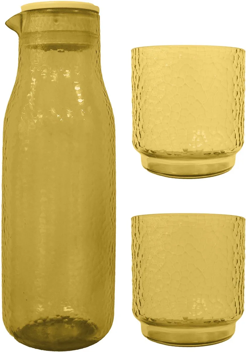 Karaf - Incl. 2 glazen - rPET - Transparant Mimosa Yellow van Point-Virgule in Mimosageel – productfoto