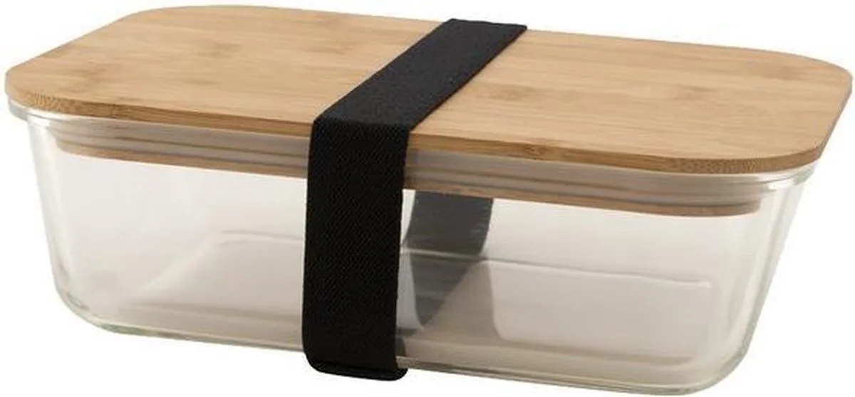 lunchbox uit glas met deksel uit bamboe 1.1L van Point-Virgule in Transparant – productfoto
