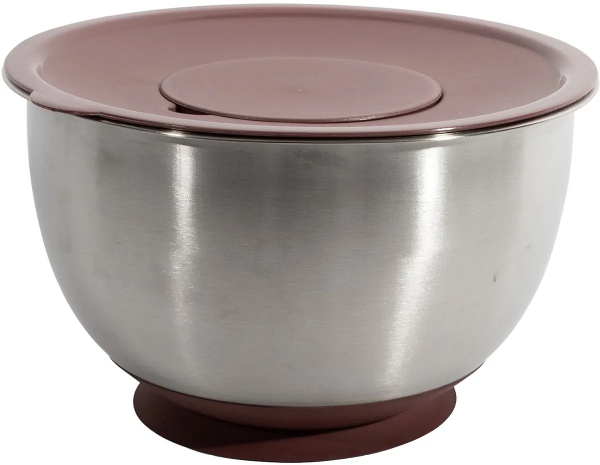 Mengkom met deksel - Silicone zuignap - RVS - 2.8L van Point-Virgule in Zilver – productfoto